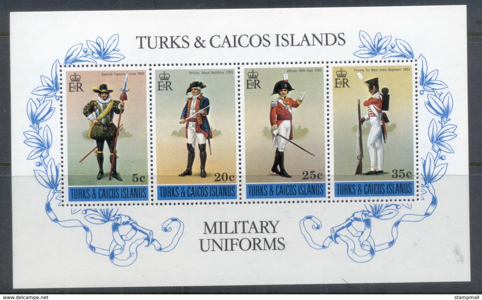 Turks & Caicos Is 1975 Military Uniforms MS MUH - Turks And Caicos