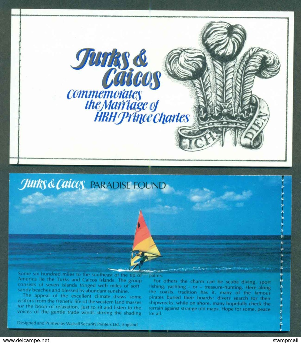 Turks & Caicos Is 1981 Charles & Diana Wedding Booklet P&S Lot45353 - Turks And Caicos