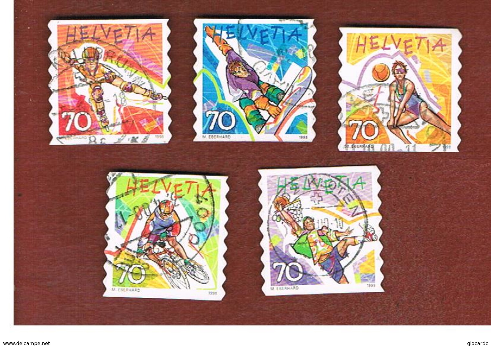 SVIZZERA (SWITZERLAND) -   SG 1396.1400  -   1998 SPORTS: COMPLET SET OF 5  - USED - Usati