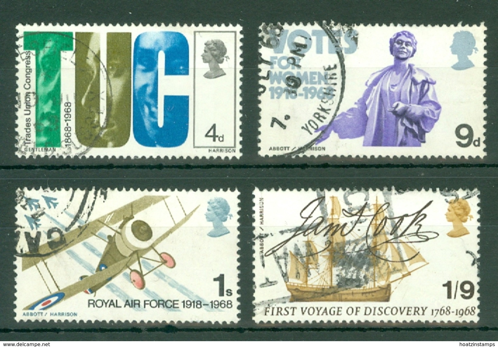 G.B.: 1968   British Anniversaries     Used - Oblitérés