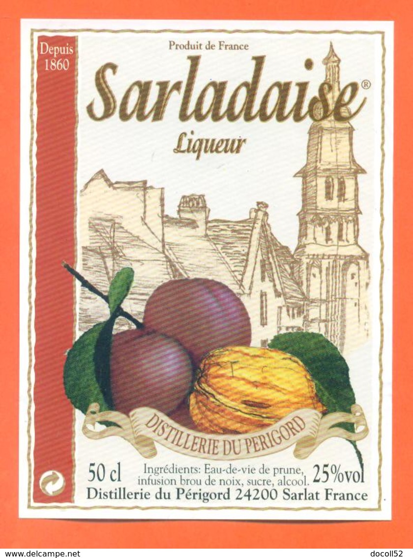 étiquette Liqueur Prune Et Noix Sarladaise Distillerie Du Périgord à Sarlat - 50 Cl - Sonstige & Ohne Zuordnung