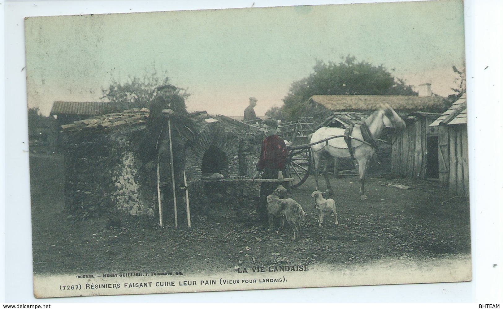 40 LA VIE LANDAISE  Résiniers Faisant Cuire Leur Pain (Vieux Four Landais)  Attelage Echassier ( Petit Métier ) - Autres & Non Classés