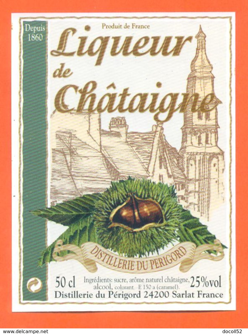 étiquette Liqueur De Chataigne Distillerie Du Périgord à Sarlat - 50 Cl - Other & Unclassified