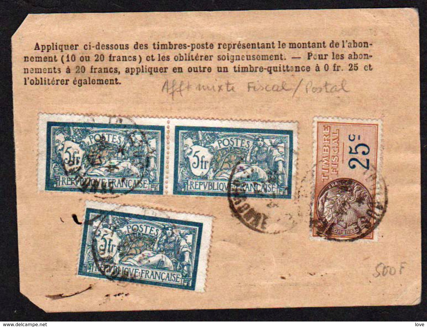 FRANCE: RARE Carte D'abonnement à La Poste Restante. Timbre N° 13 X 3........... - Lettres & Documents