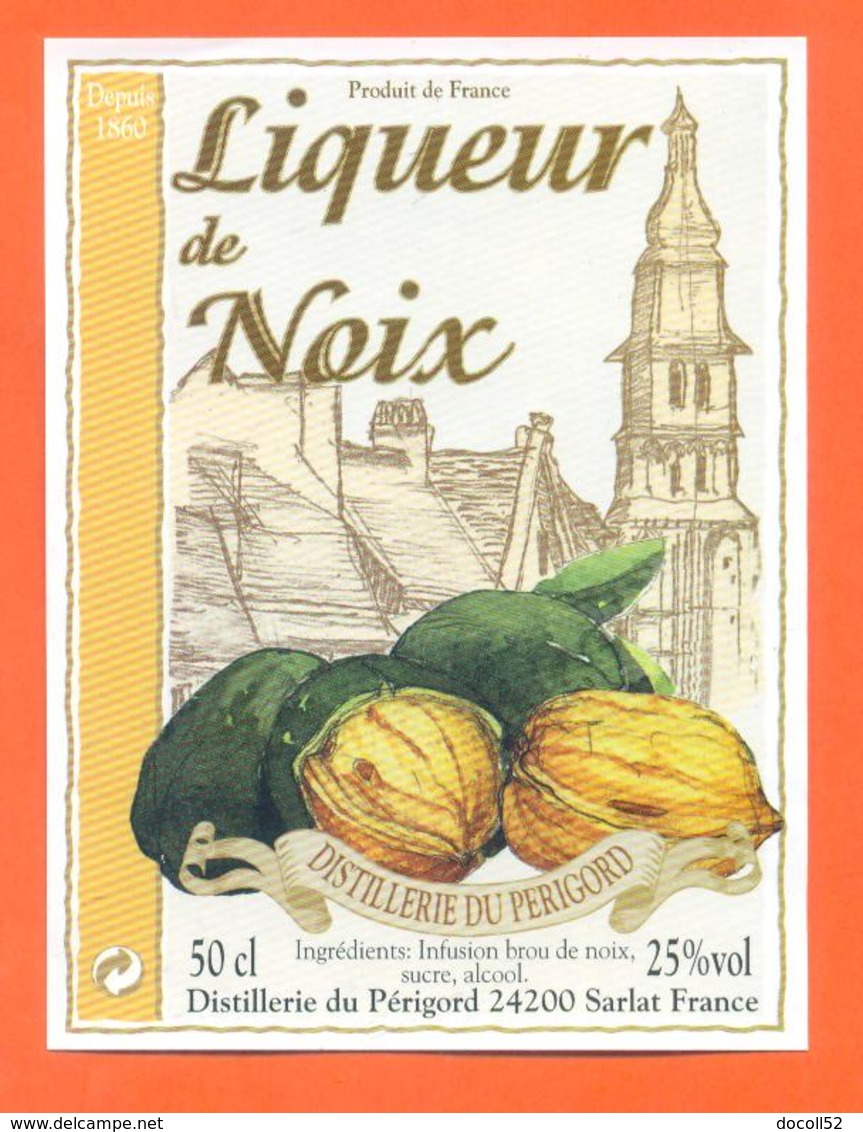 étiquette Liqueur De Noix Distillerie Du Périgord à Sarlat - 50 Cl - Sonstige & Ohne Zuordnung