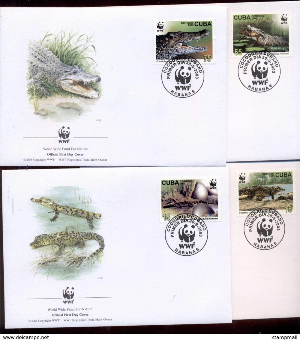 Caribbean Is 2003 WWF Crocodiles 4xFDC - Gebraucht