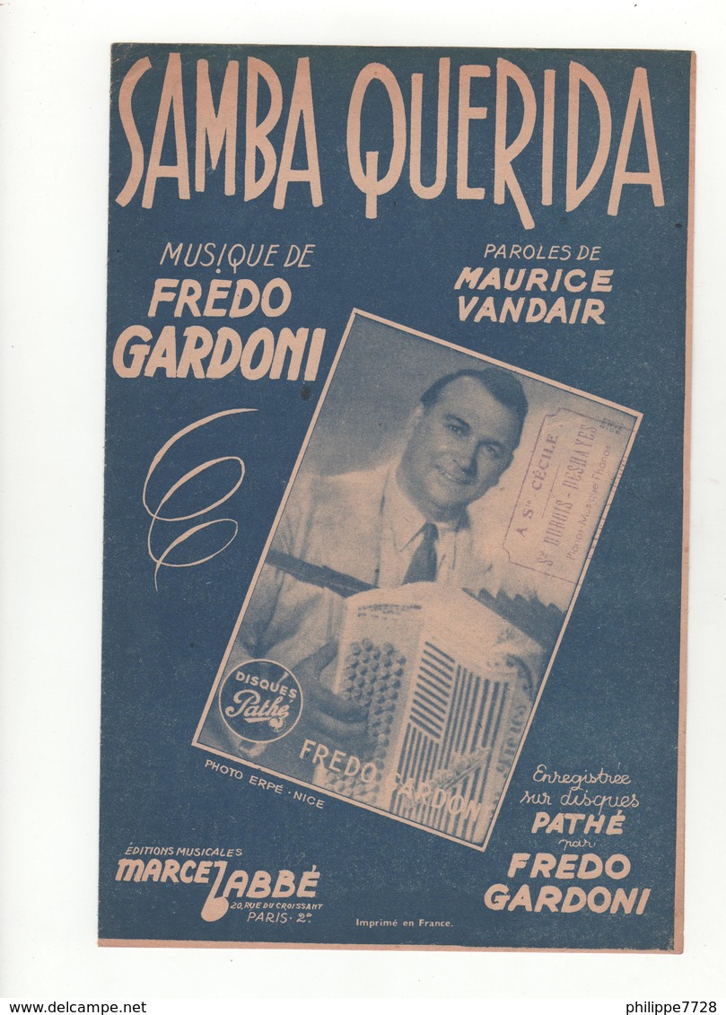 Partition Samba Querida Frédo Gardoni - Scores & Partitions