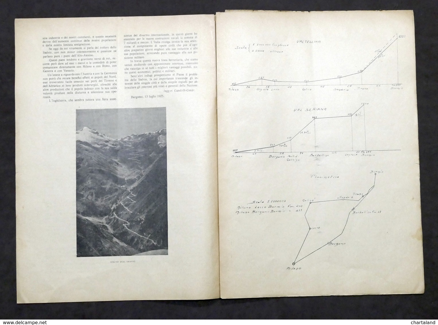 Storia Locale - Progetto Direttissima Genova-Monaco E Traforo Dello Stelvio 1925 - Non Classificati