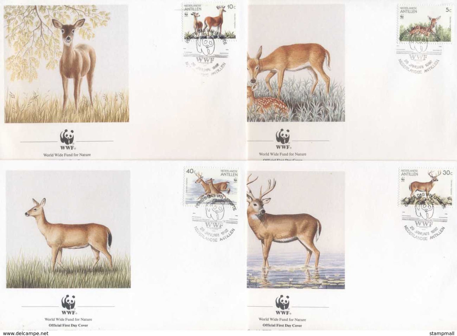 Netherlands Antilles 1992 WWF White-tailed Deer FDC - West Indies