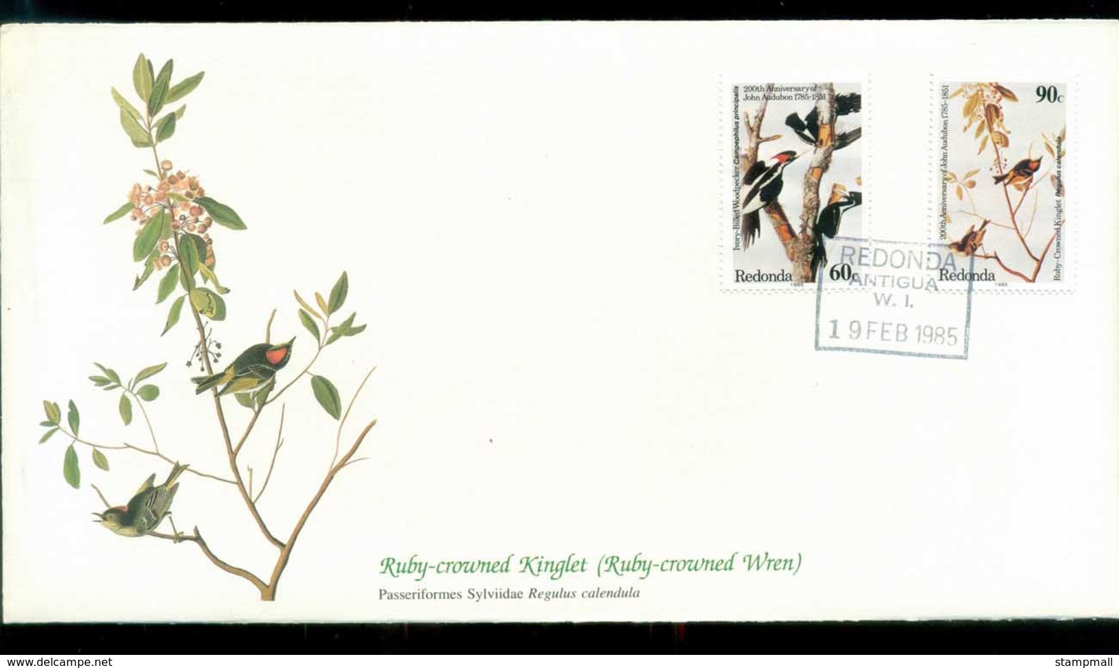 Redonda 1985 Audubon Birds,  Franlkin Mint FDC Lot79669 - West Indies