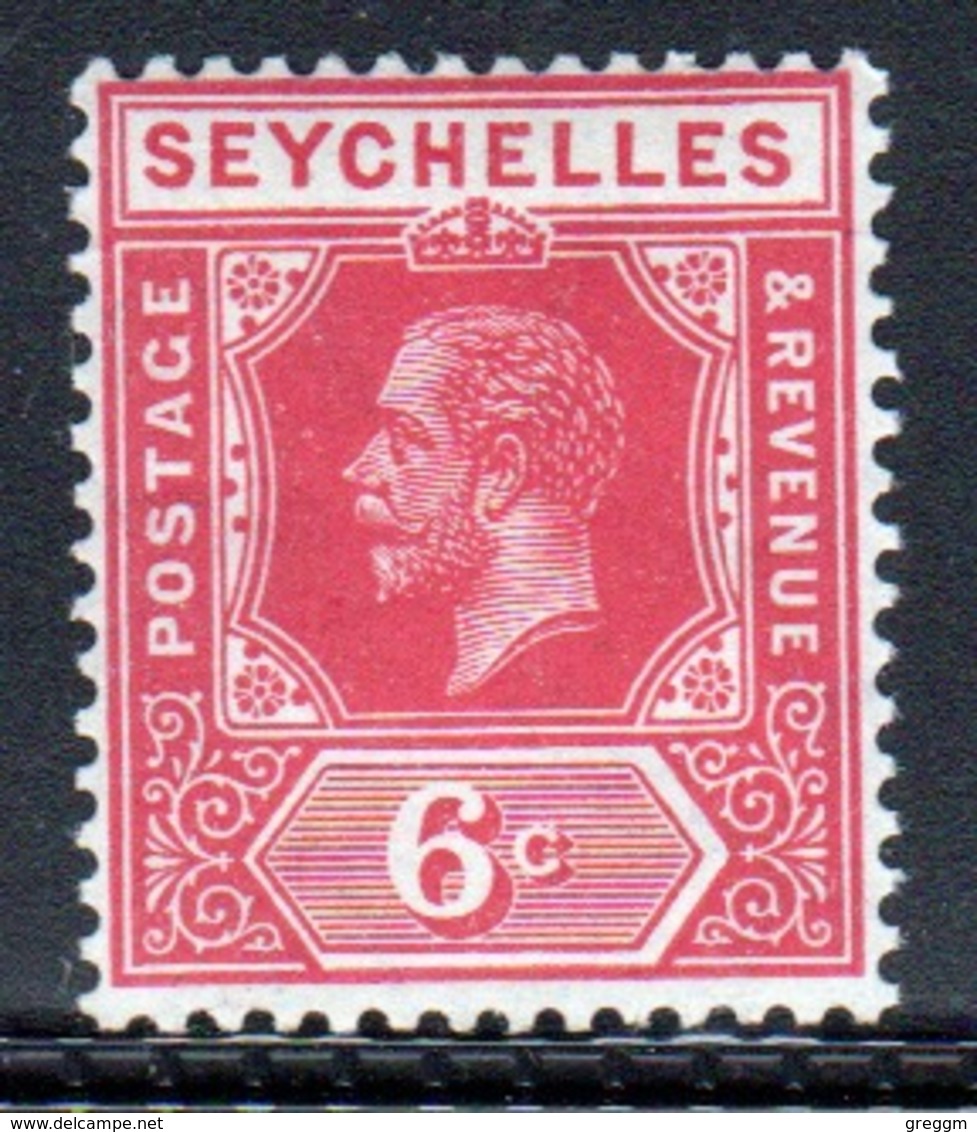 Seychelles George V 1917 Single 6 Cent Carmine Stamp. - Seychelles (...-1976)