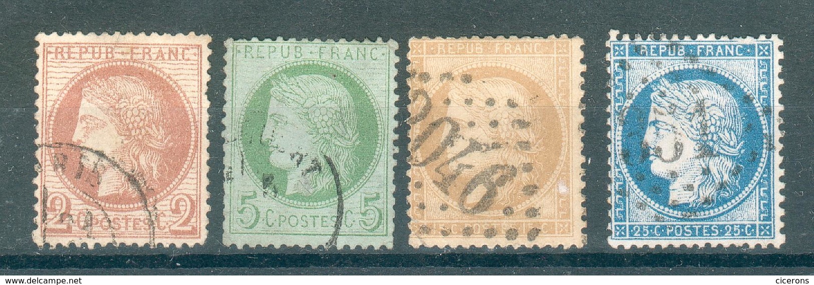 FRANCE ; Cérès ; 1871-75 ; Y&T N° 51-53-59-60(I) ; Oblitéré - 1871-1875 Cérès