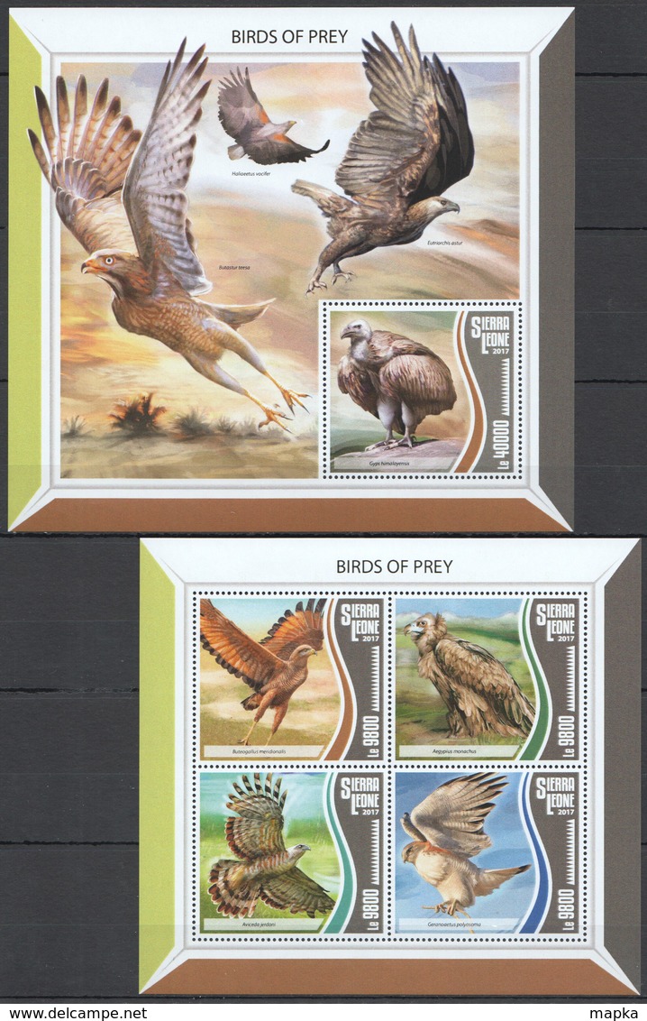 UU508 2017 SIERRA LEONE FAUNA BIRDS OF PREY KB+BL MNH - Adler & Greifvögel