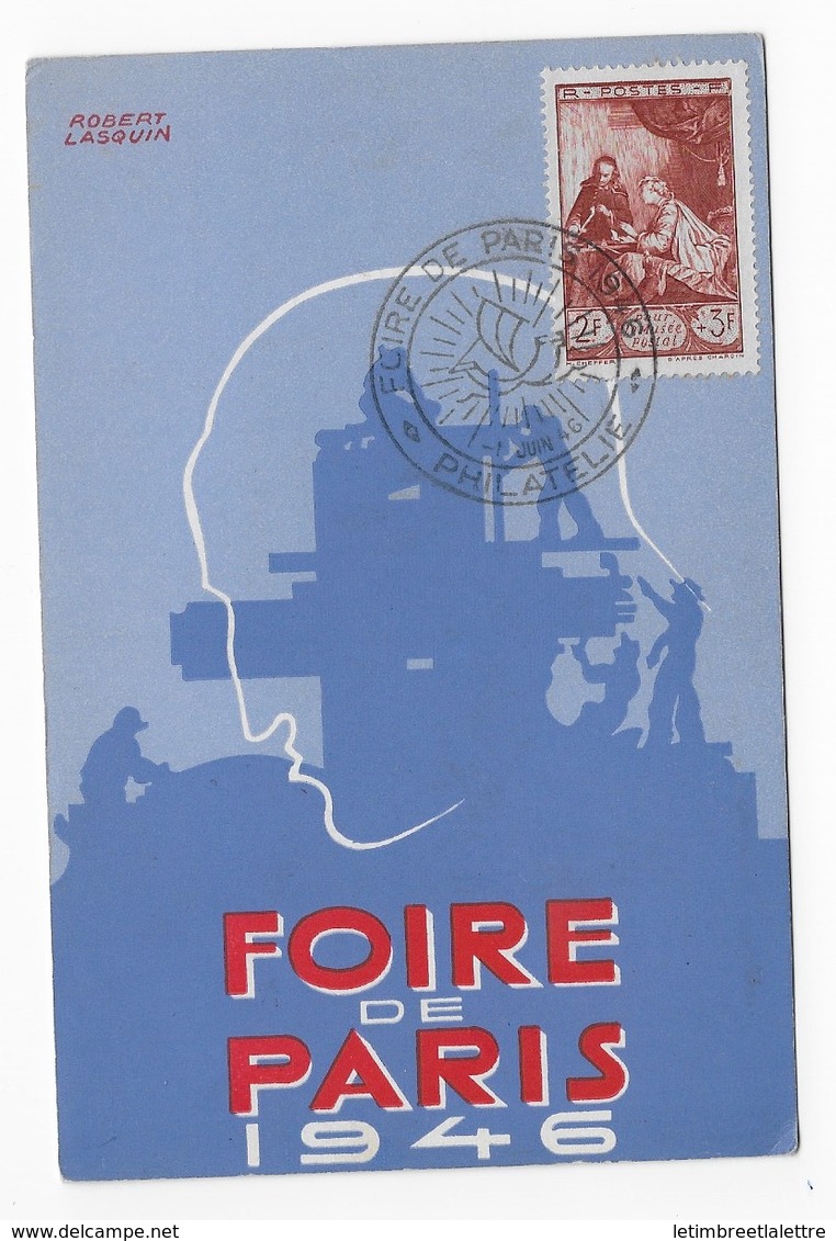 Carte Maximum 1946 Foire DeParis - 1940-1949