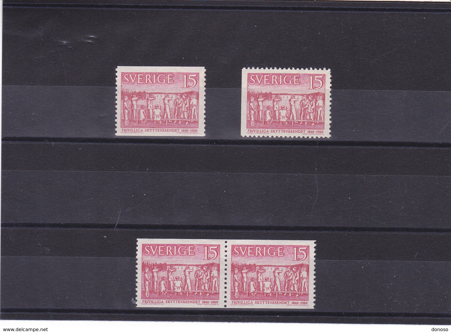 SUEDE 1960 TIR Yvert 450-451 + 450b NEUF** MNH - Neufs