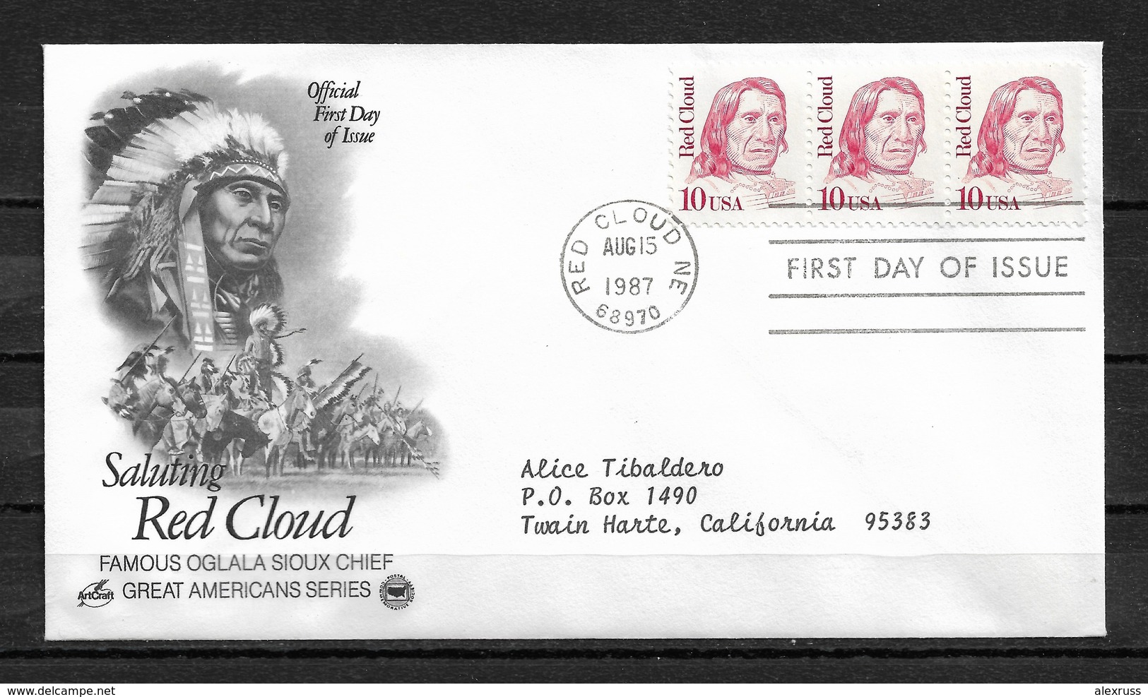 USA Cachet FDC 1987 Red Cloud Indian Chief, Oglala Lakota,VF-XF !! (RS-2) - American Indians