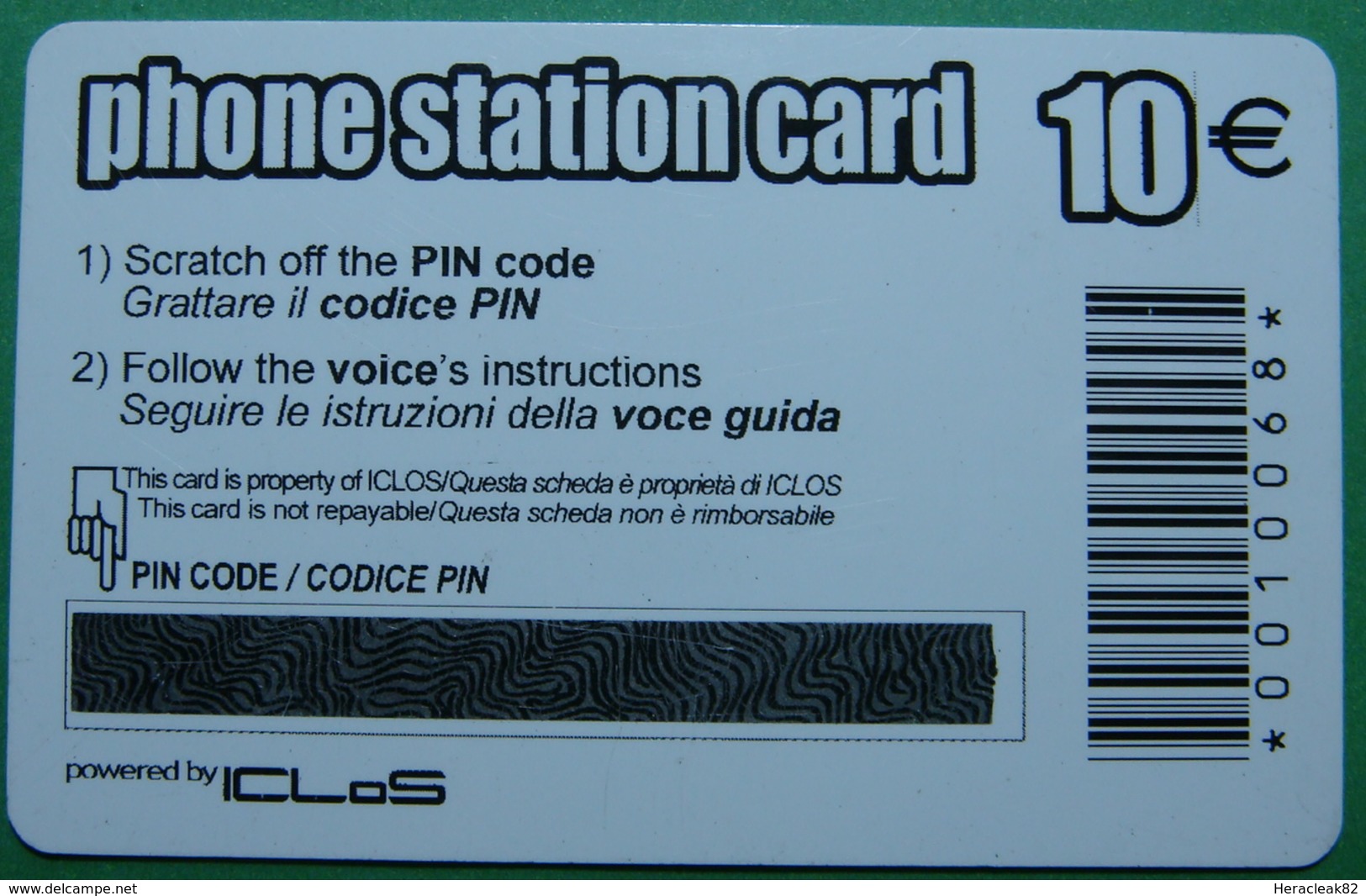 Italy PHONE STATION CARD UNUSED, Operator ICLOS, 10 EUO, RARE - Da Identificare