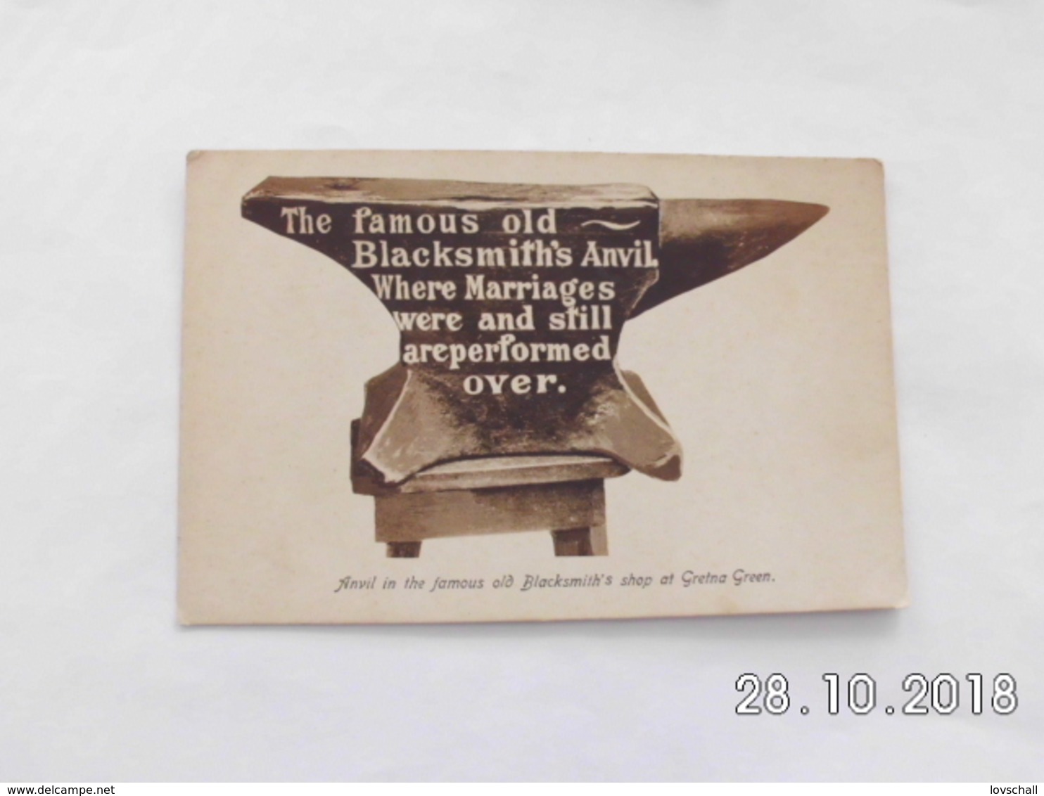 Gretna Green. - Anvil In The Famoust Old Blacksmith`s Shop. - Dumfriesshire