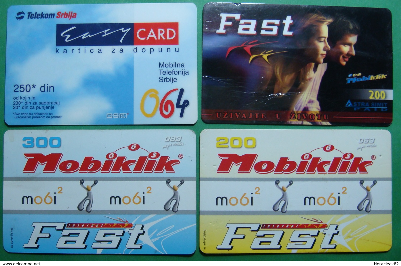 SERBIA Lot Of 4 PREPAID PHONE CARDS USED, Operator: MTS, MOBIKLIK, 200, 250 & 300 Dinara - Jugoslavia