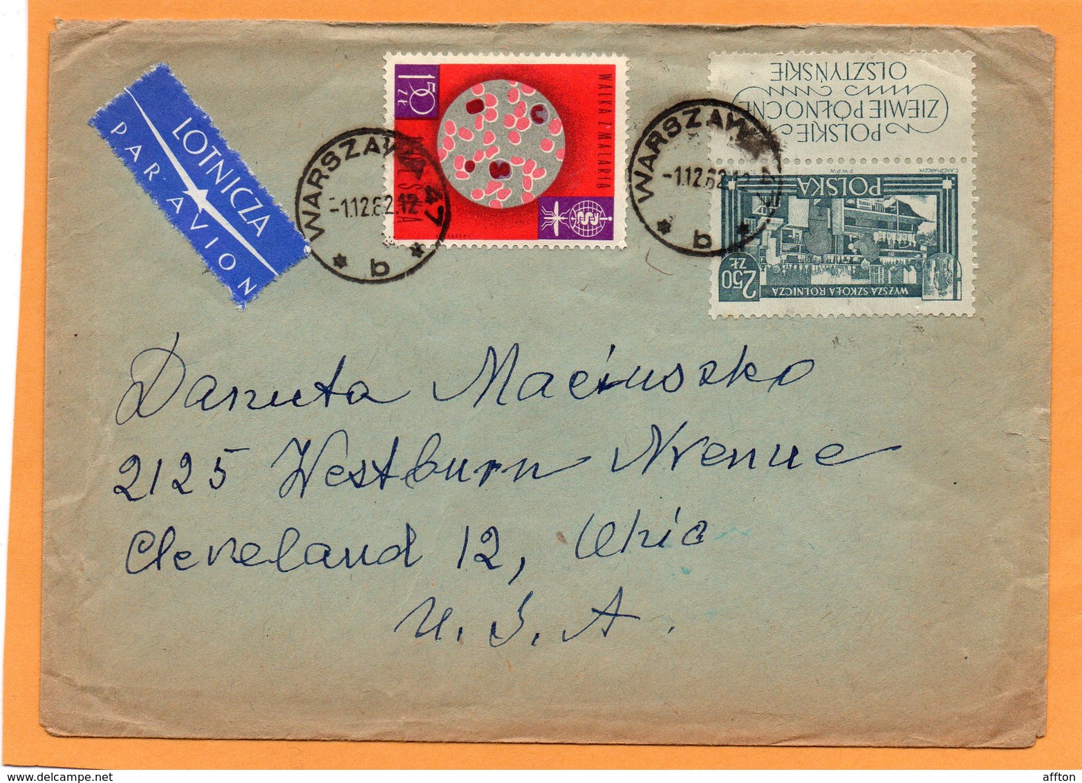 Poland 1962 Air Mail Cover Mailed To USA - Covers & Documents