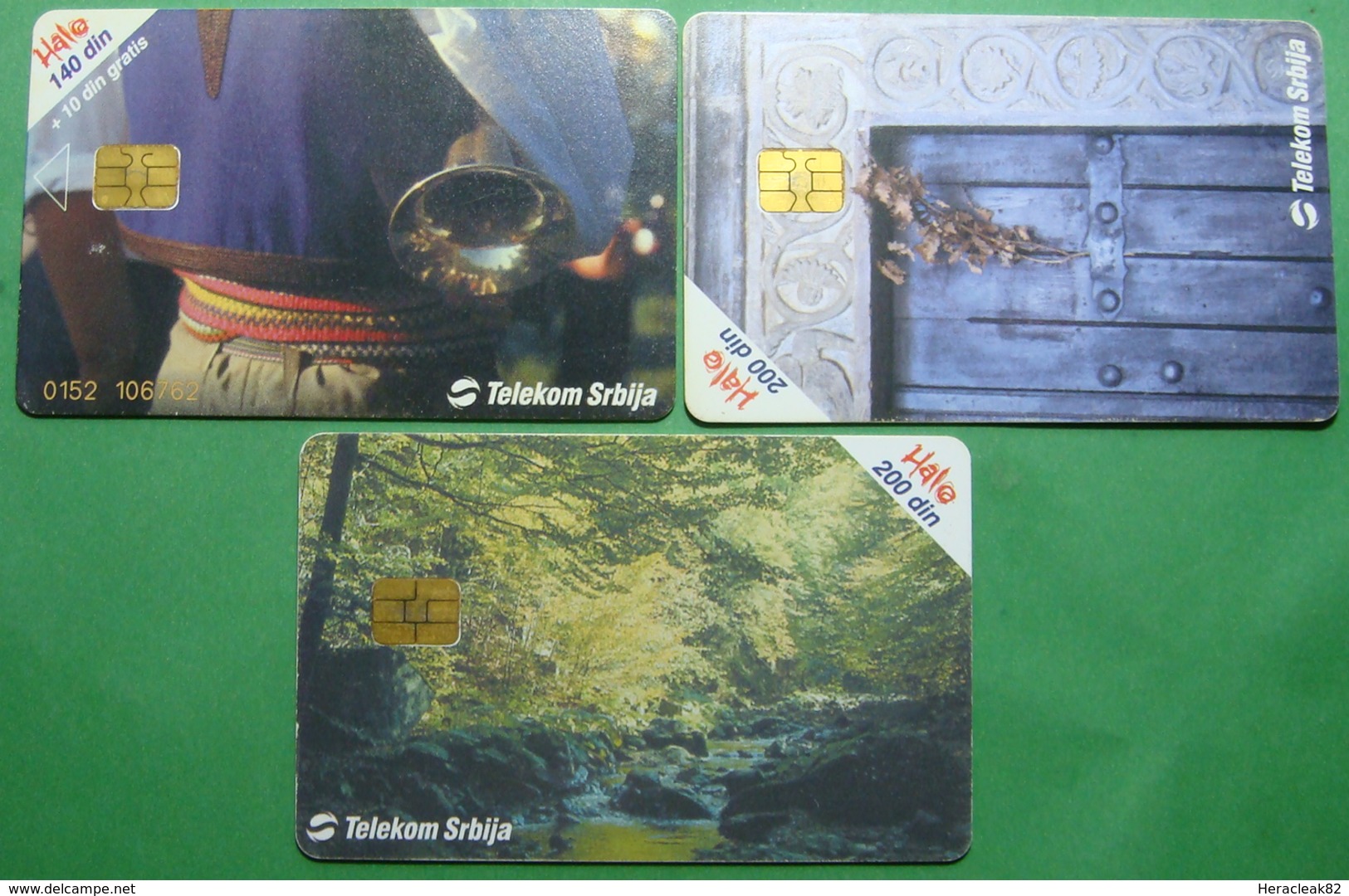 SERBIA Lot Of 3 CHIP PHONE CARDS USED, Operator: TELECOM, 140 & 200 Dinara - Yougoslavie