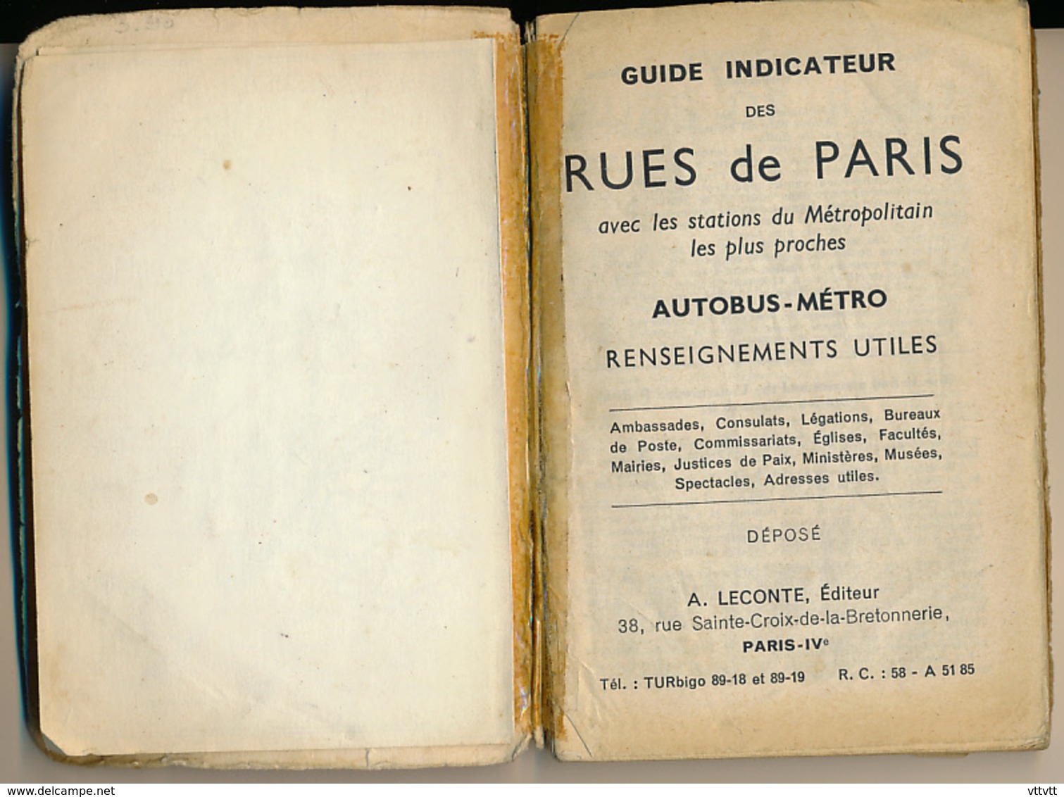 INDICATEUR DES RUES DE PARIS (1964), Métro, Autobus, A. Leconte Editeur, Complet Avec Plan Du Métro - Europe