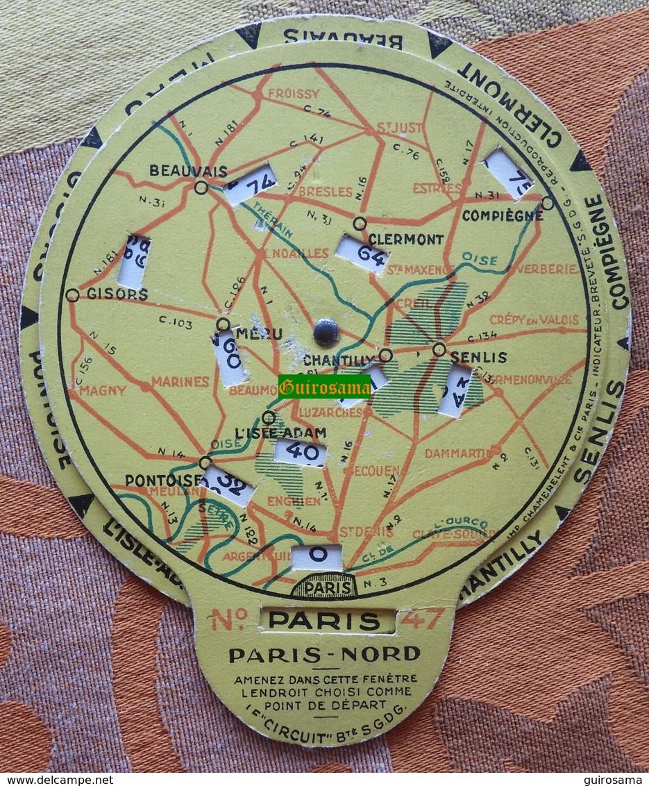 Disque Indicateur De Distance Au Nord De Paris : Beauvais, Compiègne, Gisors, Pontoise - Publicité Pour L'huile Russoléo - Voitures