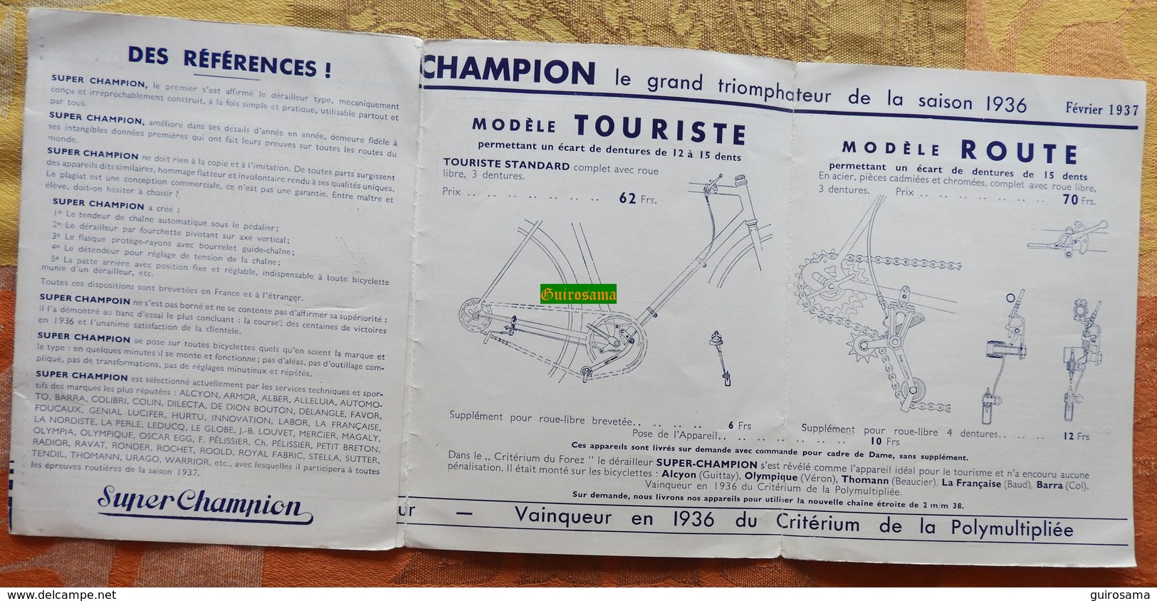 Bicyclette Super Champion - Catalogue De Février 1937 - Avec Photo En Couv De R. Le Grêves, Champion De France 1936-1937 - Cyclisme