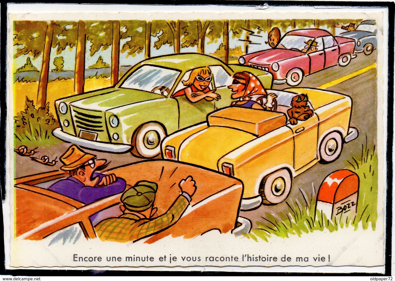 ILLUSTRATEUR " BOZZ " - AUTOMOBILES ANCIENNES - ESCARGOTS - HUMOUR - HUMORISTIQUE - Autres & Non Classés