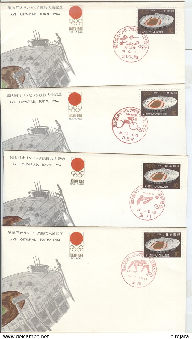 JAPAN 20 Olympic Covers With The Complete Set Illustrated Olympic Handcancels Of Different Towns With Folder - Summer 1964: Tokyo