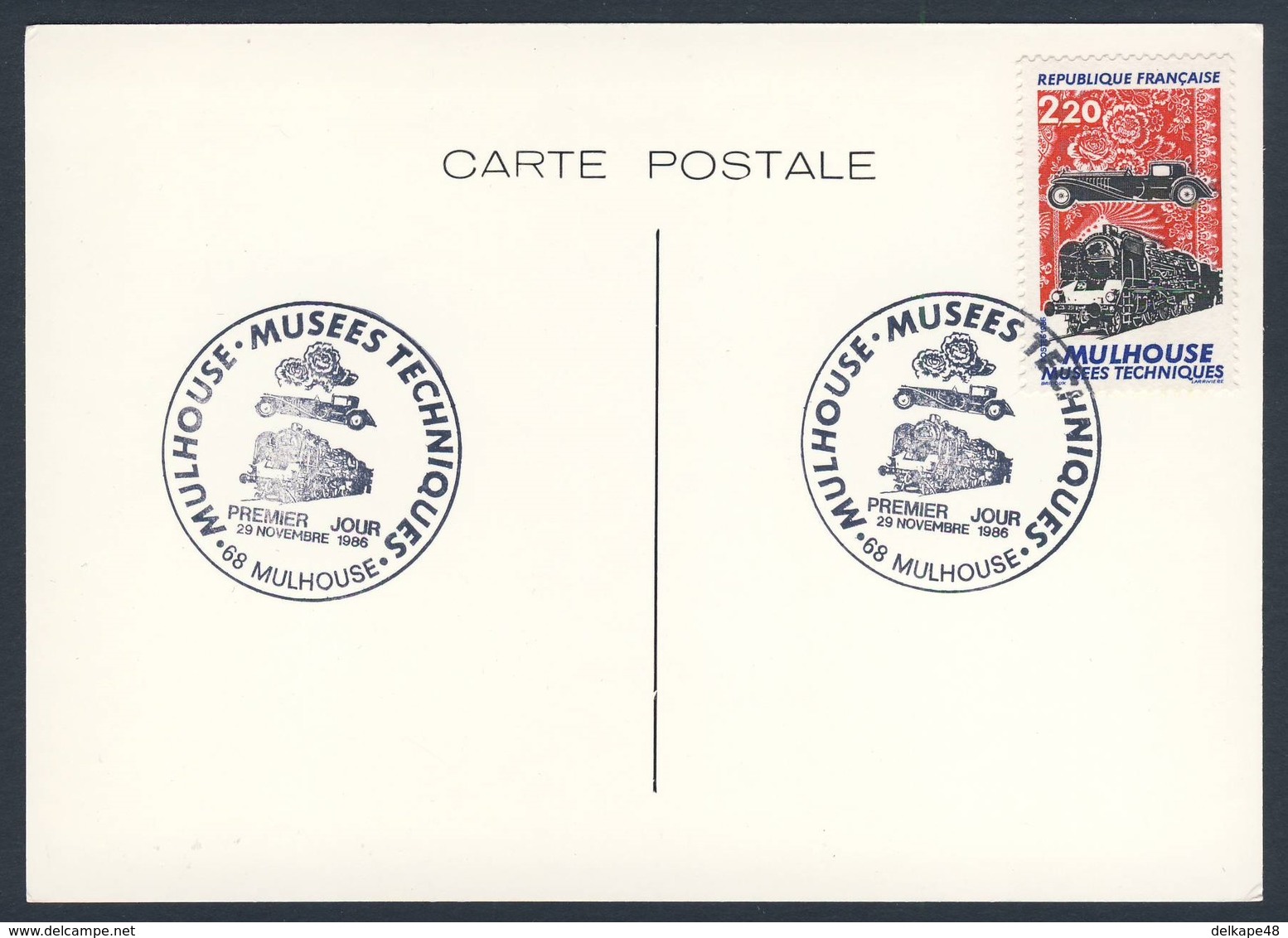 France Rep. Française 1986 Card / Karte / Carte + Mi 2583 YT 2450 - Mulhouse Musees Techniques - Premier Jour 29-11-1986 - Trains