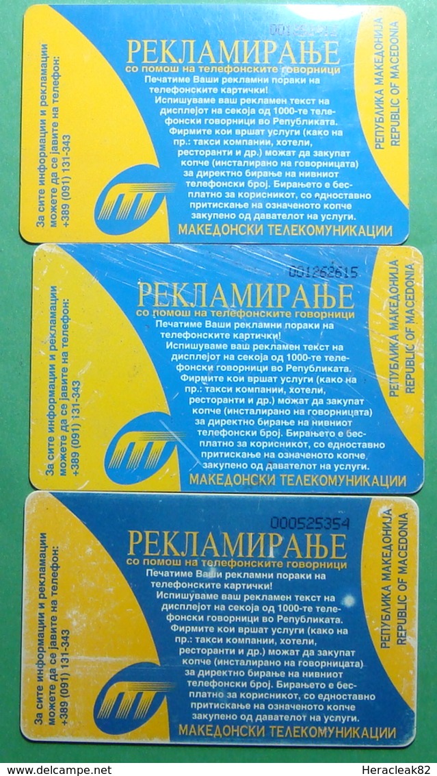 Macedonia Lot Of 3 CHIP PHONE CARDS USED, Operator: MT, 100 Units *OHRID, POTERY MAKER*, 1999 - Noord-Macedonië