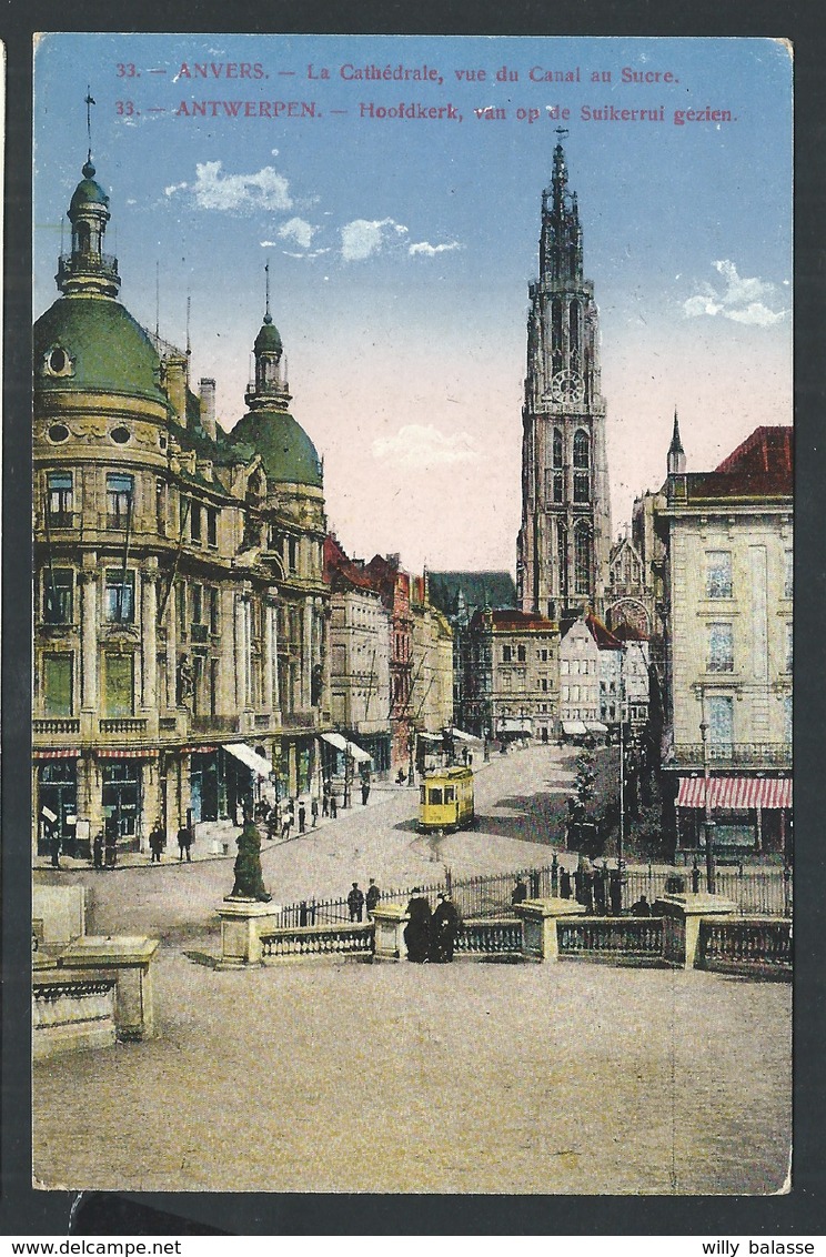 +++ CPA - ANTWERPEN - ANVERS - La Cathédrale ,vue Du Canal Au Sucre - Tram   // - Antwerpen