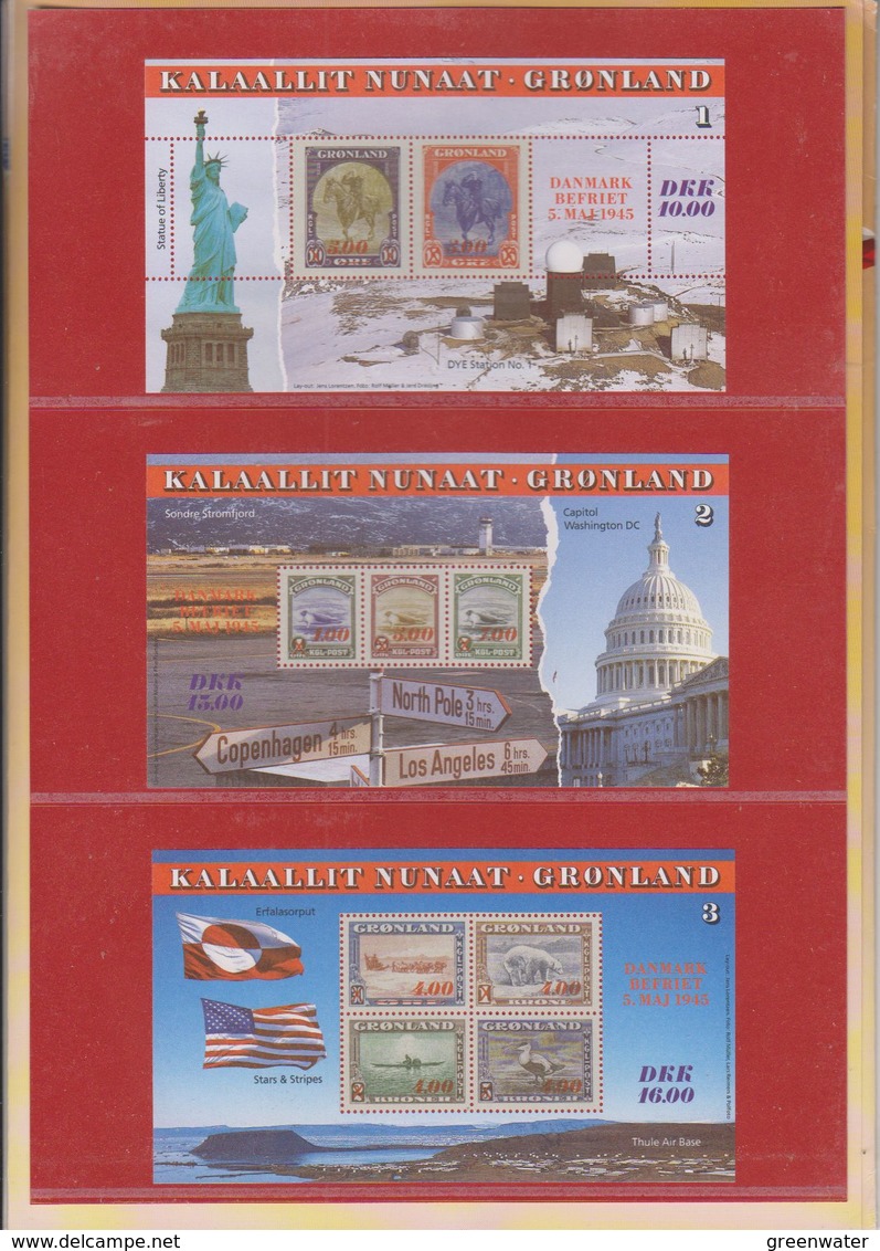 Greenland 1995 50th Anniversary Of The Liberation 3  M/s  IN PRESENTATION MAP ** Mnh (F7600) - Blokken