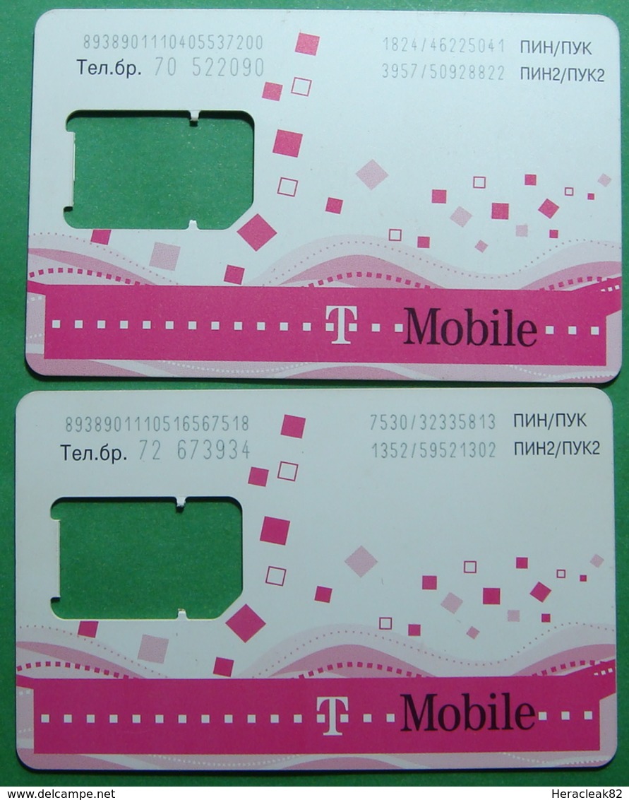 Macedonia Lot Of 2 GSM CHIP PREPAID CARDS USED, Operator: TMOBILE, ND, - North Macedonia