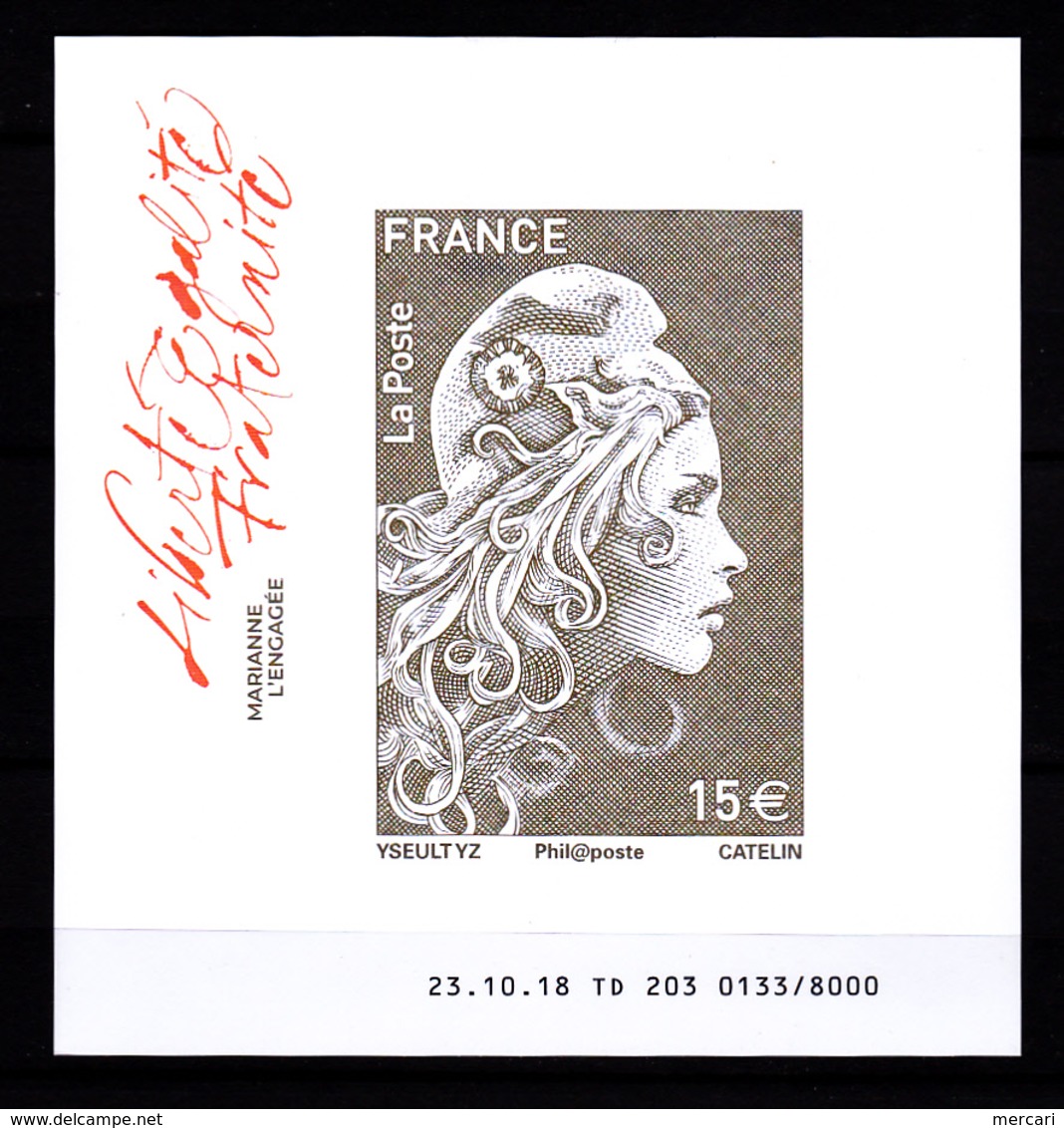 Marianne L'engagée Timbre Grand Format Non Dentelé Du Coffret Vendu Du Salon 2018 - Unused Stamps