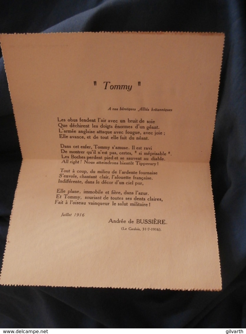 Carte Double  Illustration  Soldat Anglais  Tommy  Poeme Andrée De Bussière 1916 - Précurseur - R259 - Autres & Non Classés
