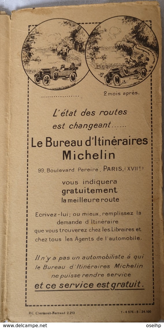 Ancienne Carte MICHELIN De La France 1923 Amiens - Arras N° 3 - Cartes Routières