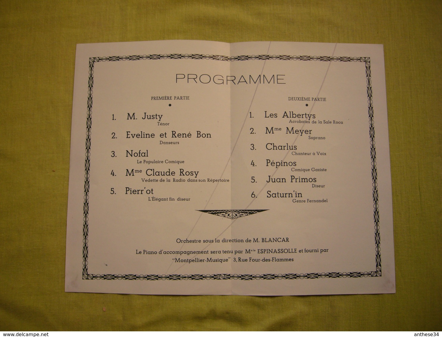 Programme 1937 Soirée Cercle D'éducation Physique à Montpellier - Programmes