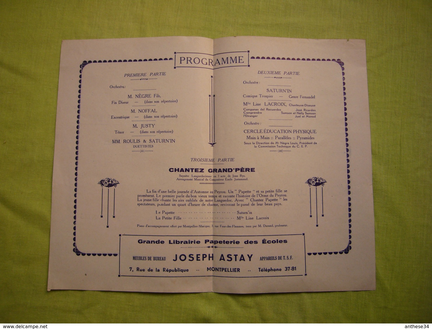 Programme Souvenir 1936 Soirée De Gala Association Chemins De Fer à Montpellier - Programmes