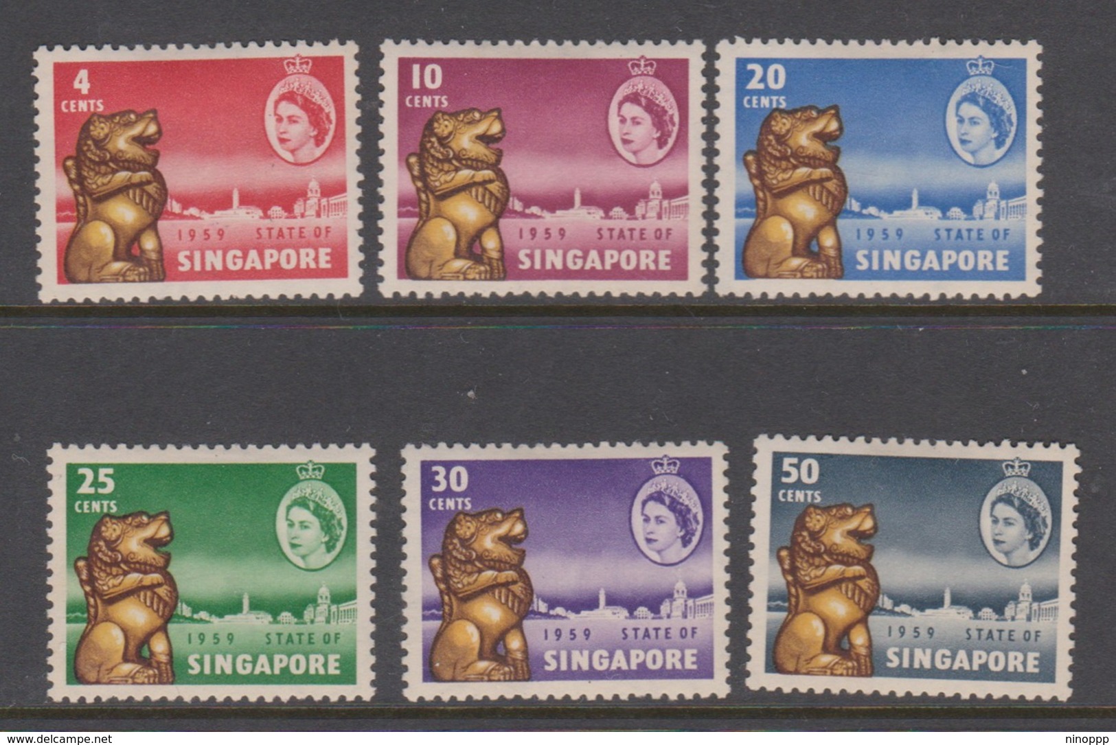 Singapore 56-61 1959 New Constitution, Mint Hinged - Singapore (...-1959)