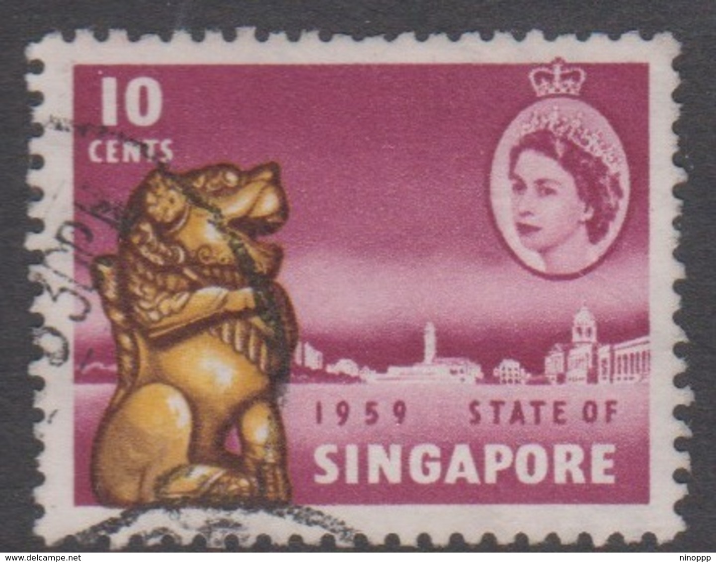 Singapore 57 1959 New Constitution,10c, Used - Singapore (...-1959)