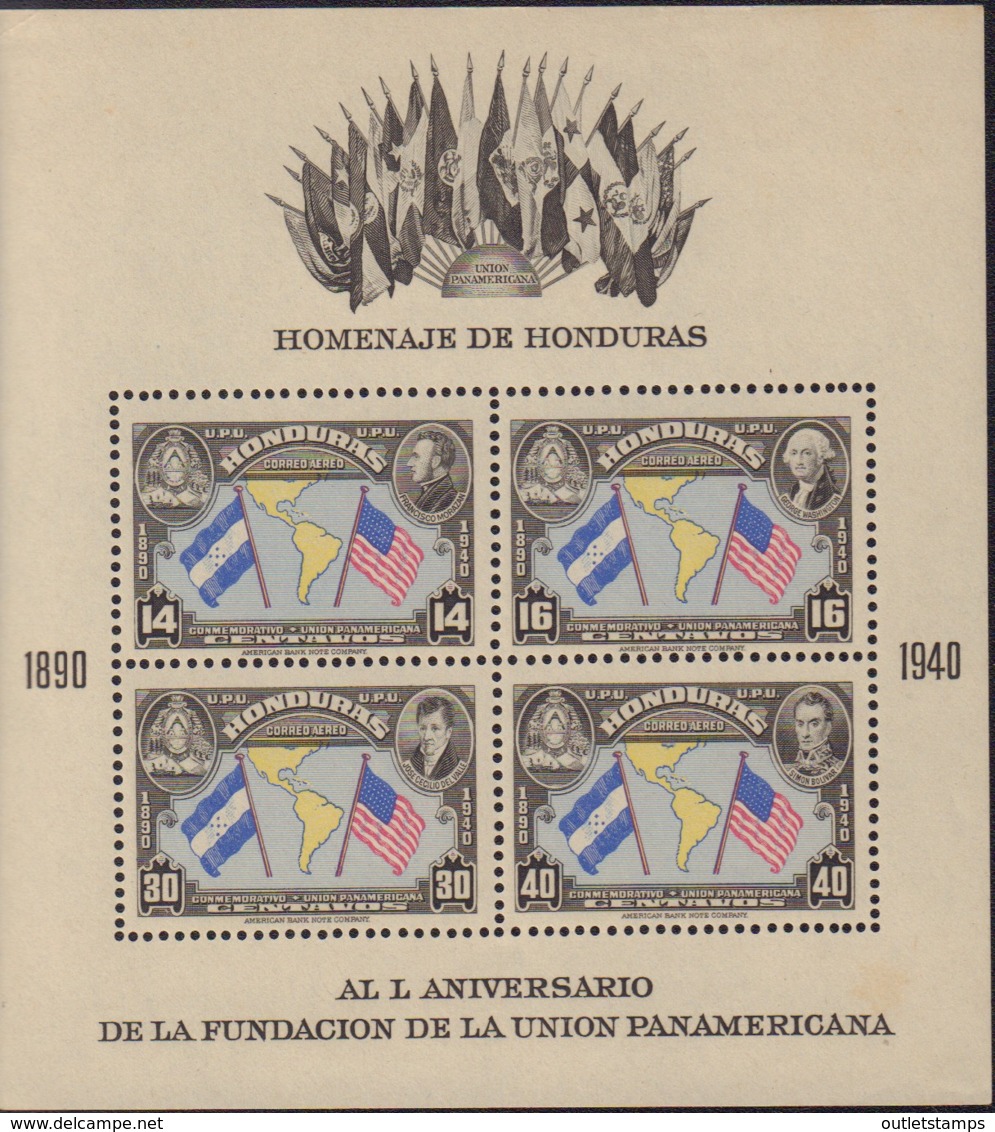 Ref. 576453 * NEW *  - HONDURAS . 1940. 50 ANIVERSARIO DE LA FUNDACION DE LA UNION PANAMEICANA - Honduras