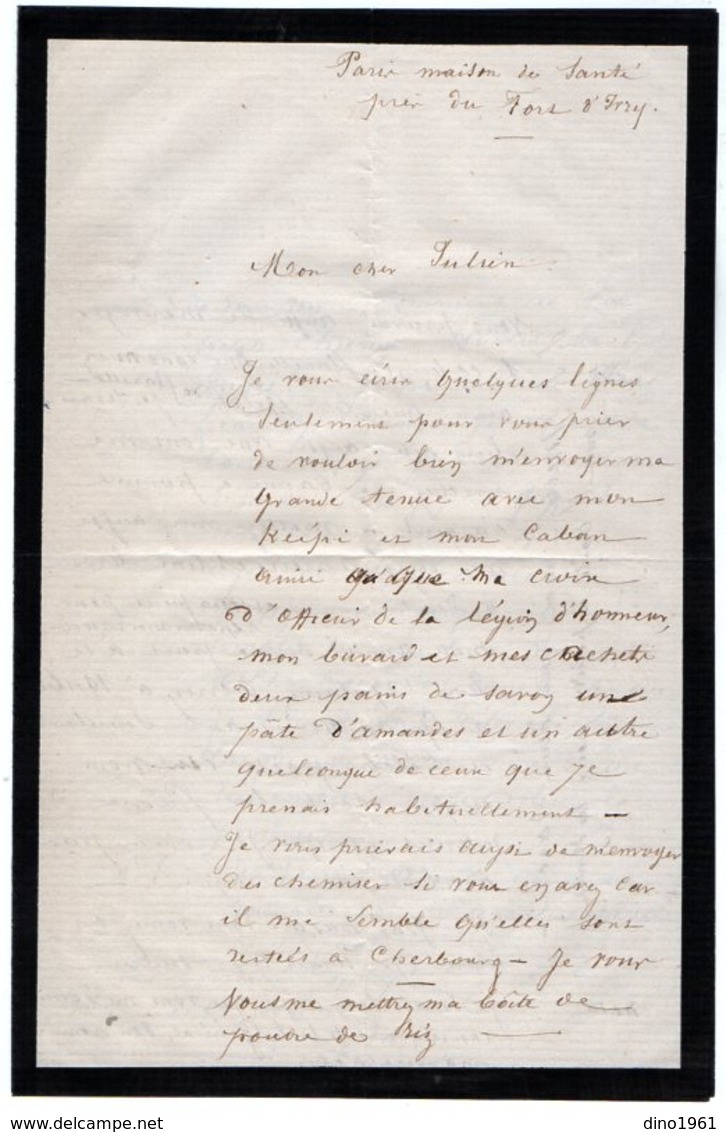 VP13.349  - MILITARIA - PARIS Maison De Santé Près Du Fort D'Ivry - Lettre Du Commandant Du Dépt De La Somme BARDIN - Documenti