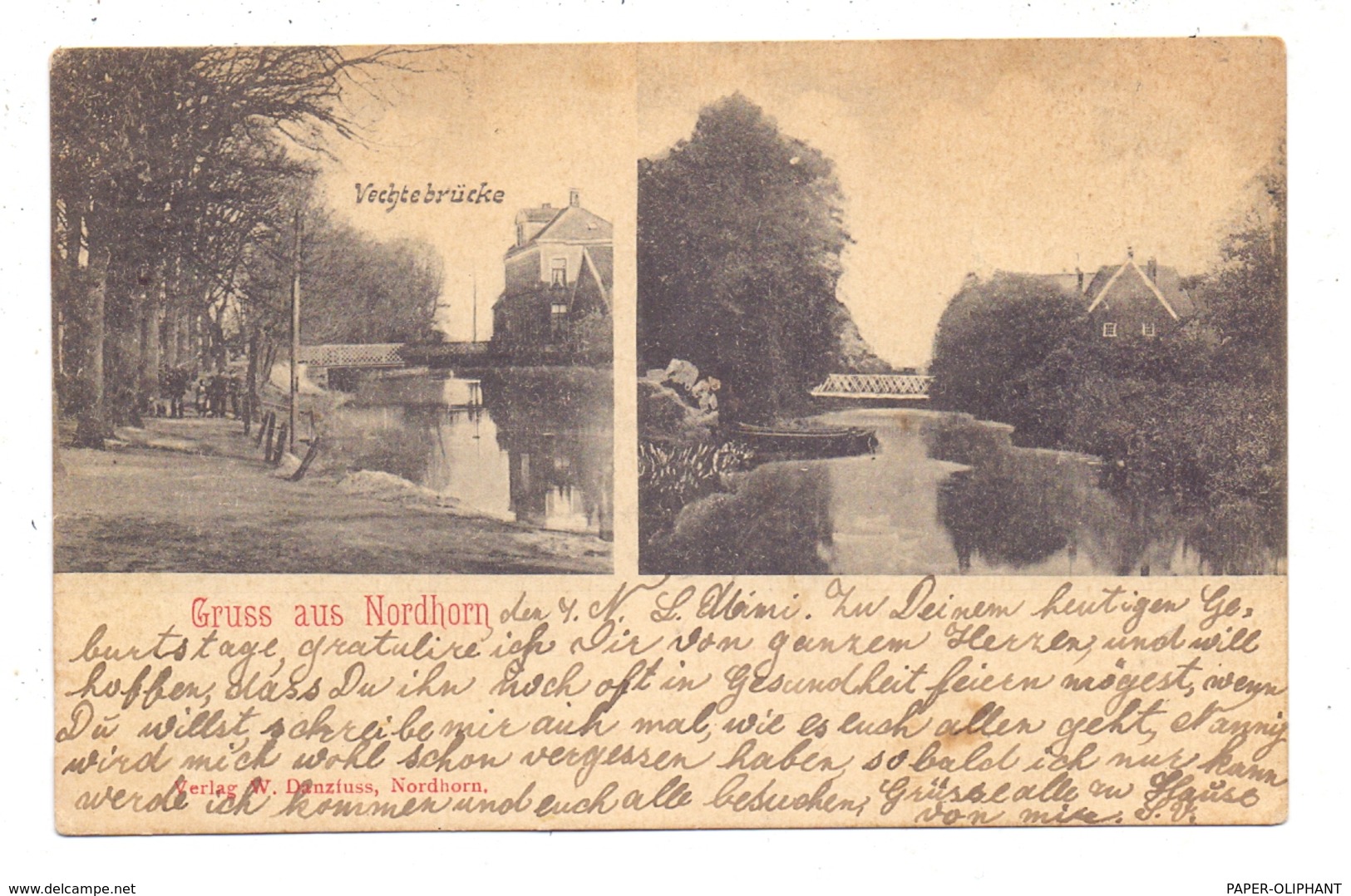 4460 NORDHORN, Gruss Aus..., 1901, Vechtebrücke - Nordhorn