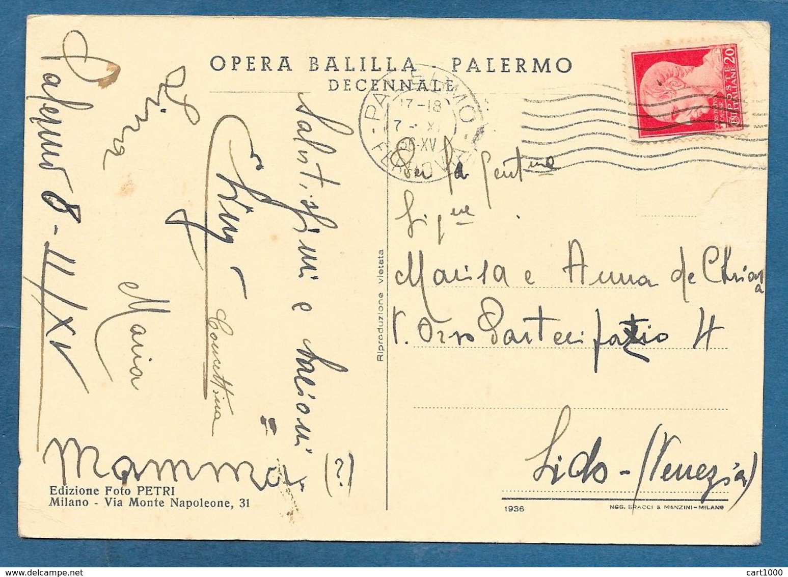 BAMBINI OPERA BALILLA PALERMO DECENNALE VG. 1936 - Gruppi Di Bambini & Famiglie