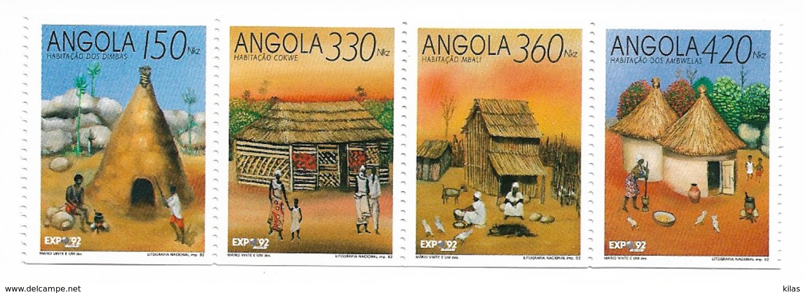 ANGOLA 1992  Traditional Houses Streep From  BOOKLET - Angola