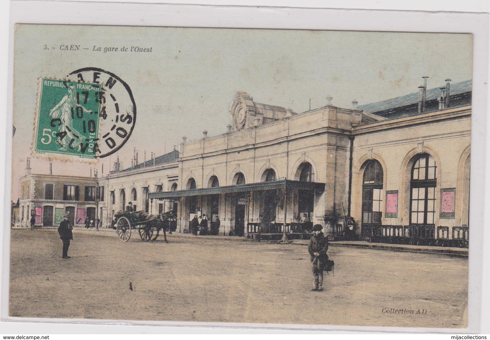 Cpa Colorisée CAEN La Gare De L'ouest-animée-enfant-affiches - Caen