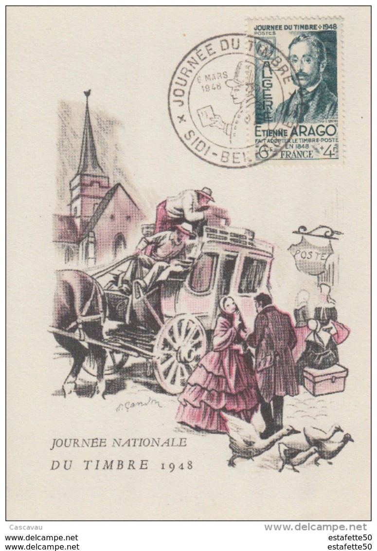 Algérie /France ; FDC 1948; Carte Maximum " Journée Du Timbre " - FDC