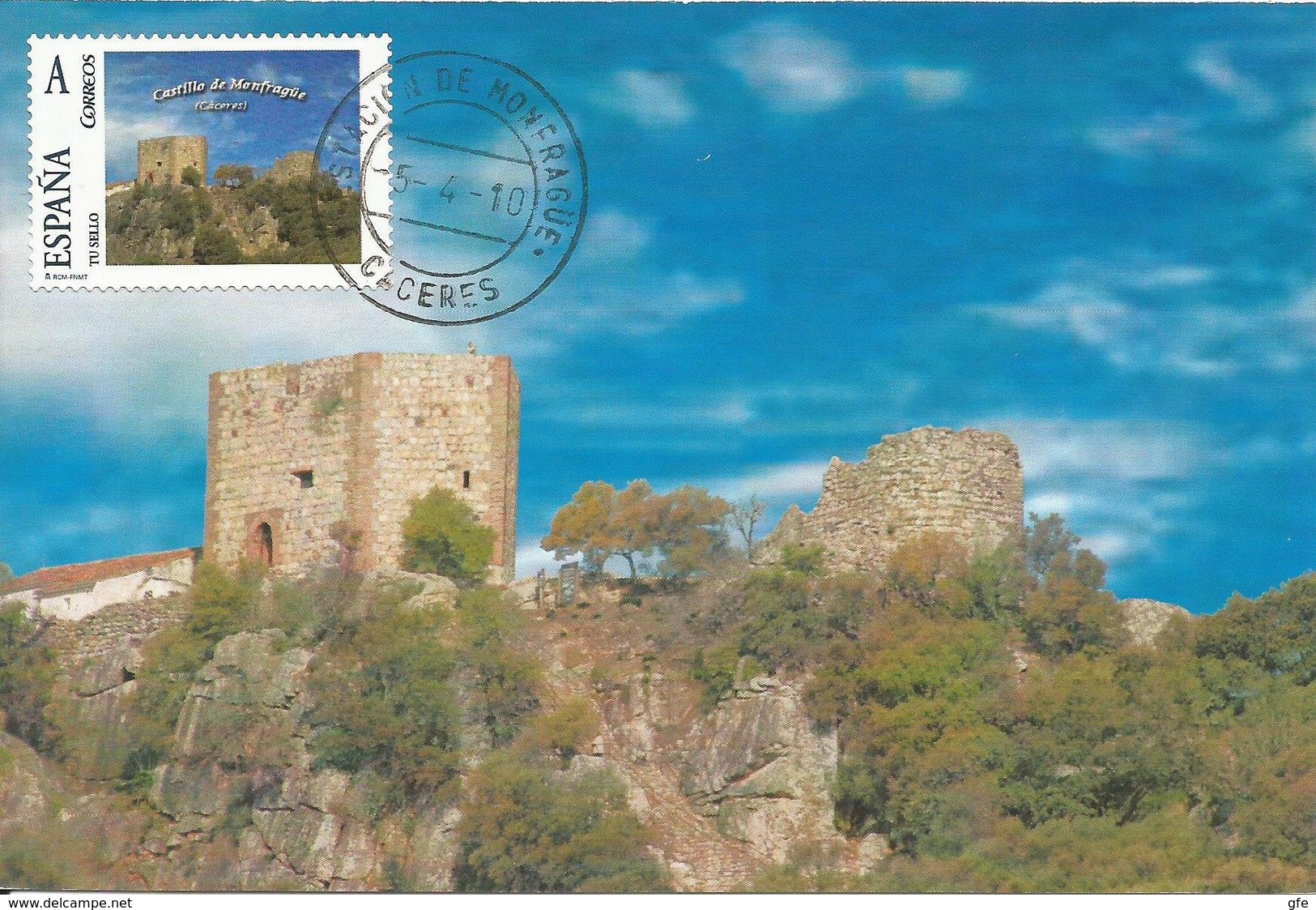 Spain Maxicard – España Tarjeta Máxima Con Sello Personalizado (Tu Sello) Del Castillo De  Monfragüe (Cáceres) - Tarjetas Máxima